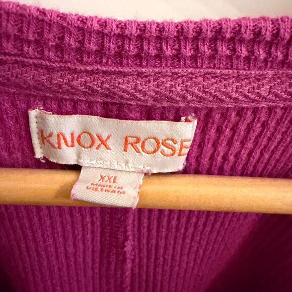 Knox Rose Fuchsia Pink Waffle Knit Long Sleeve Thermal Top XXL Layering Comfy - Picture 8 of 8